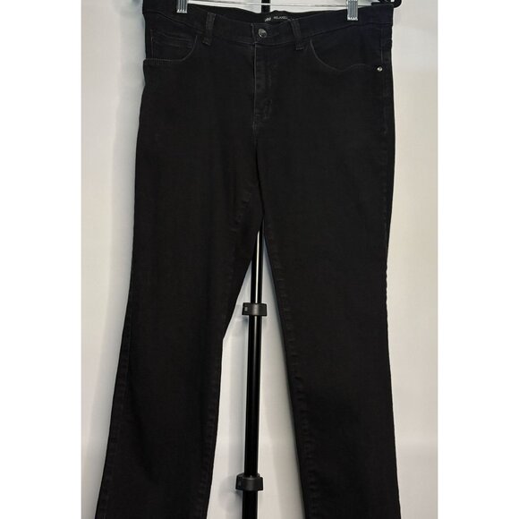 Lee Womens Black Relaxed Fit Straight Leg Jeans Denim Size 10 Petite 5 Pocket - Picture 2 of 13